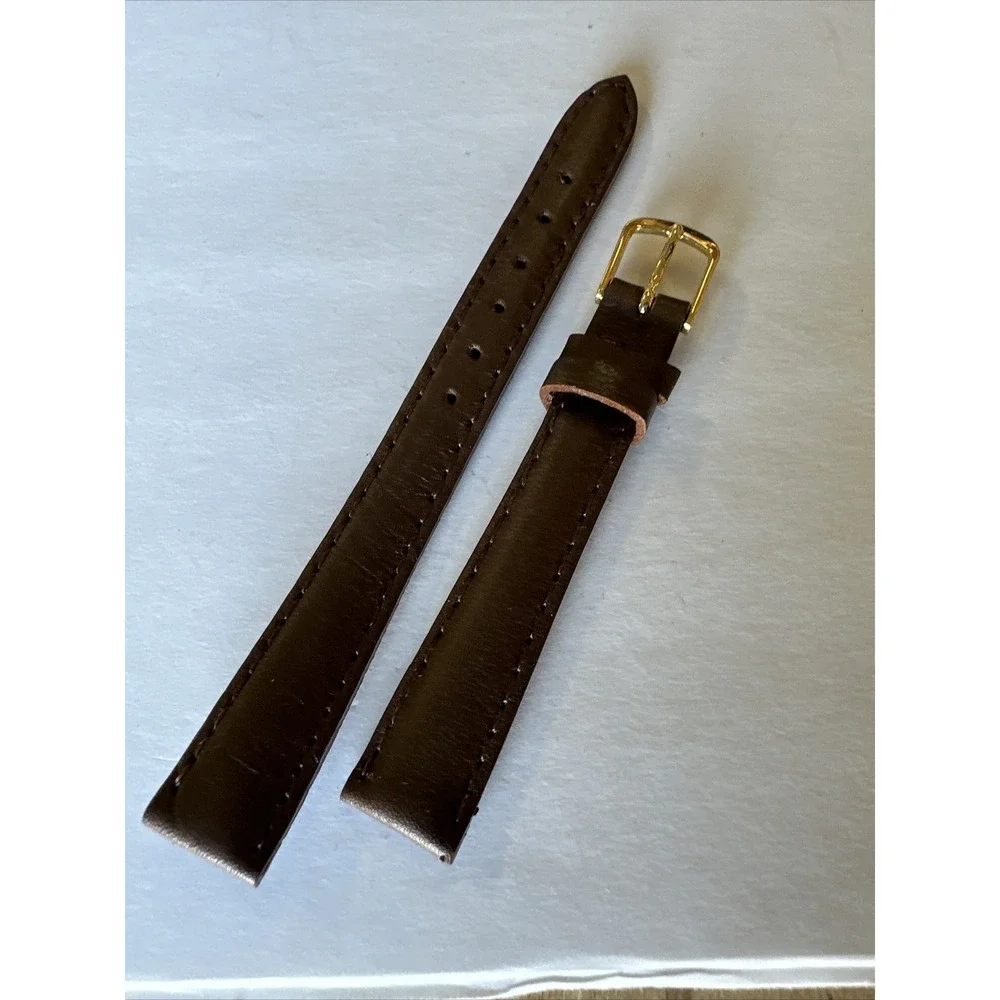 Kreisler Brown Norwegian Calf Leather Watch Strap 12mm Gold Buckle Vintage Band